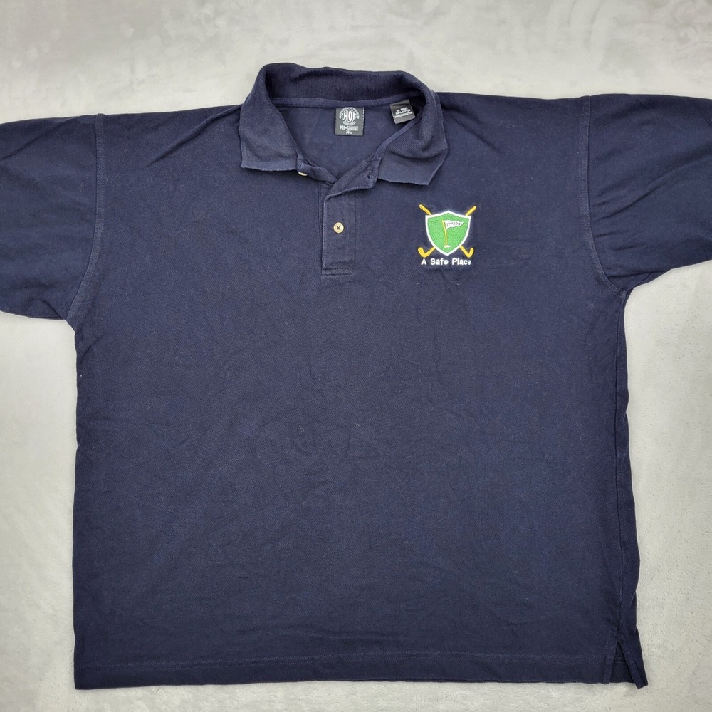 Vintage Golf Polo Shirt Men XL Performance‎ Classic A Safe Place Club Tee Adult